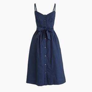 J Crew Poplin Nacy Blue Sundress